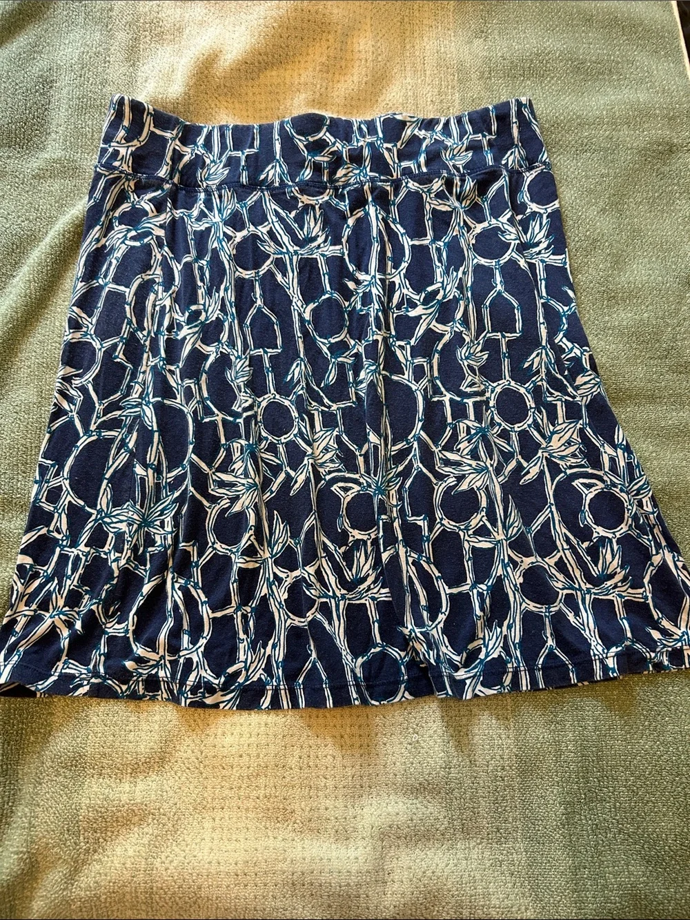 Lilly Pulitzer Navy Floral Chain-Print Mini Skirt Sz L